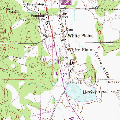 Topographic Map of White Plains, AL