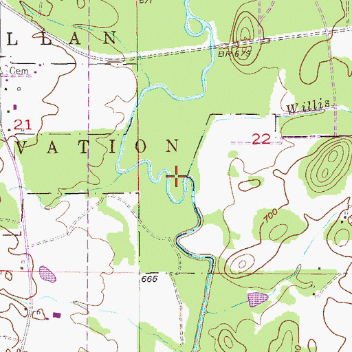 Topographic Map of Willis Branch, AL