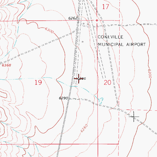 Topographic Map of Cokeville Municipal Airport, WY