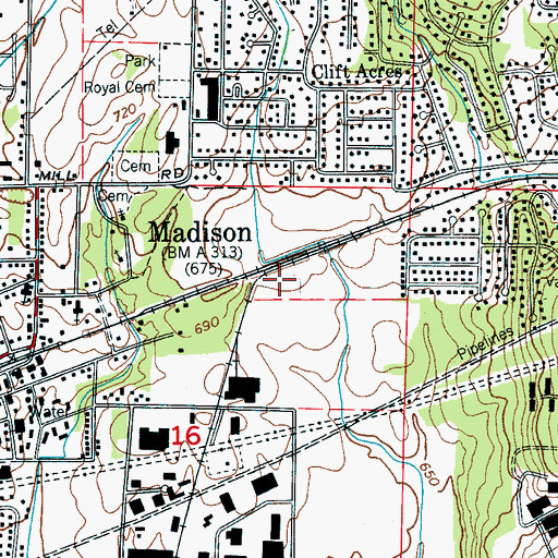 Topographic Map of WABT-AM (Madison), AL