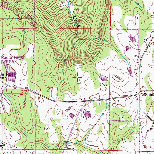 Topographic Map of WRSA-FM (Decatur), AL