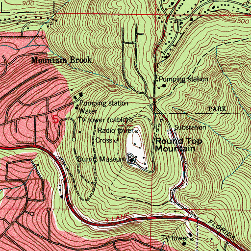Topographic Map of WAED-FM (Huntsville), AL