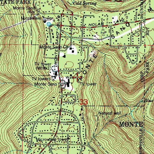 Topographic Map of WHIQ-TV (Huntsville), AL