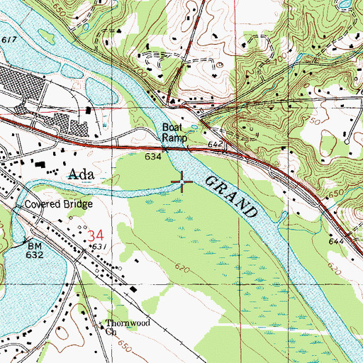 Topographic Map of Thornapple River, MI
