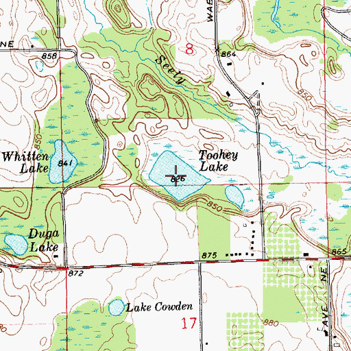 Topographic Map of Toohey Lake, MI