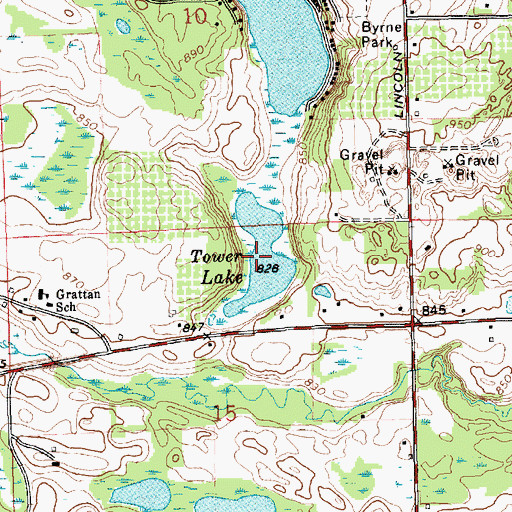 Topographic Map of Tower Lake, MI