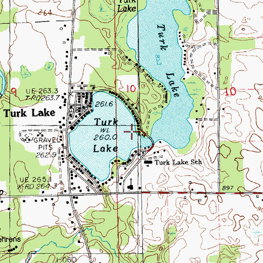 Topographic Map of Turk Lake, MI