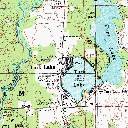 Topographic Map of Turk Lake, MI