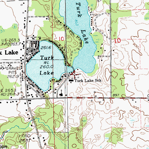 Topographic Map of Turk Lake School, MI
