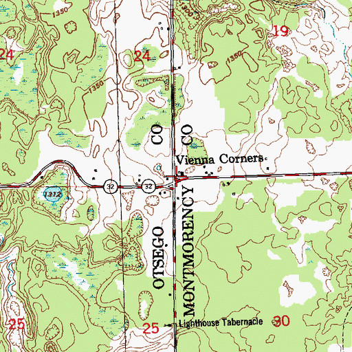 Topographic Map of Vienna Corners, MI