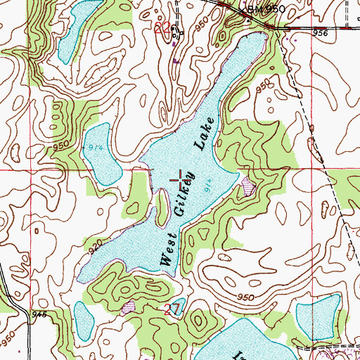 Topographic Map of West Gilkey Lake, MI