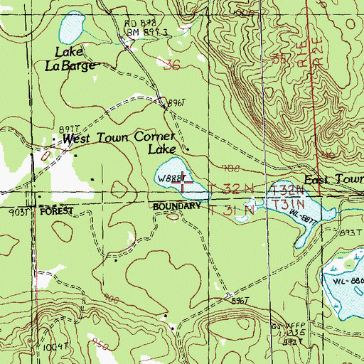 Topographic Map of West Town Corner Lake, MI