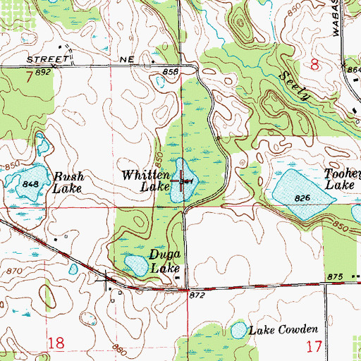 Topographic Map of Whitten Lake, MI