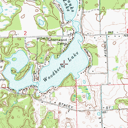 Topographic Map of Woodbeck Lake, MI