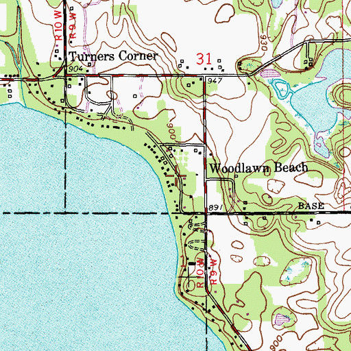 Topographic Map of Woodlawn Beach, MI