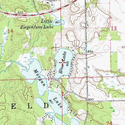 Topographic Map of Little Blue Lake, MI