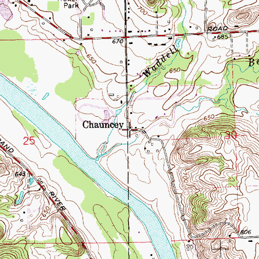 Topographic Map of Chauncey, MI