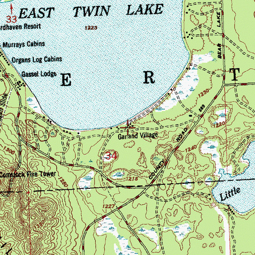 Topographic Map of Garland Village, MI