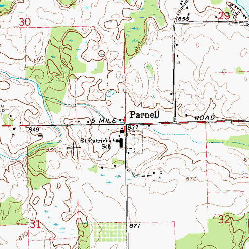 Topographic Map of Parnell, MI