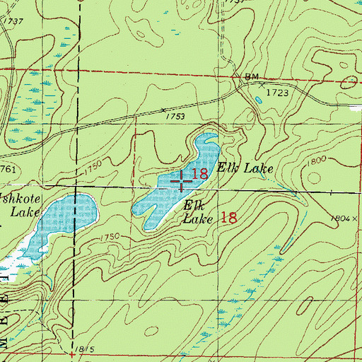Topographic Map of Elk Lake, MI