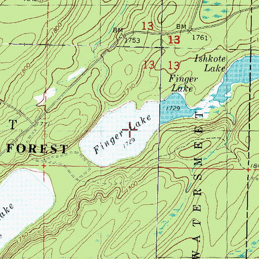 Topographic Map of Finger Lake, MI