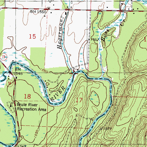 Topographic Map of Hagerman Creek, MI