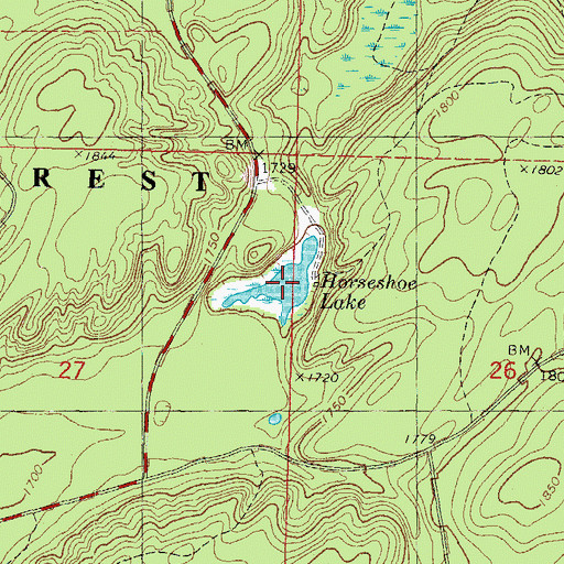 Topographic Map of Horseshoe Lake, MI