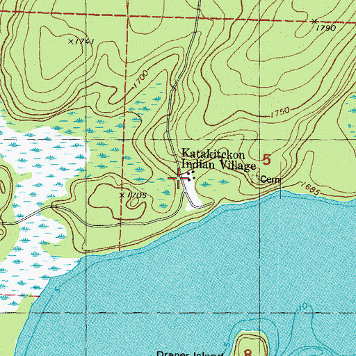Topographic Map of Katakitckon Indian Village, MI