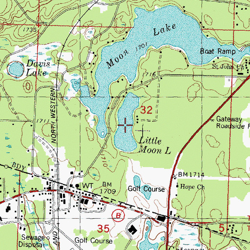 Topographic Map of Little Moon Lake, MI