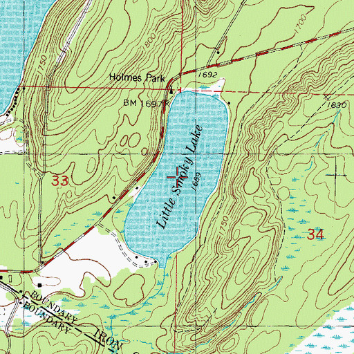 Topographic Map of Little Smoky Lake, MI