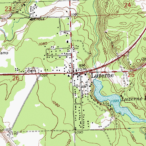 Topographic Map of Luzerne, MI