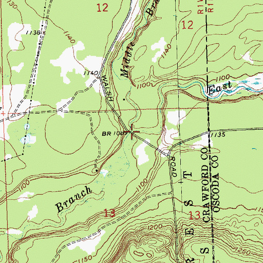 Topographic Map of Middle Branch Big Creek, MI