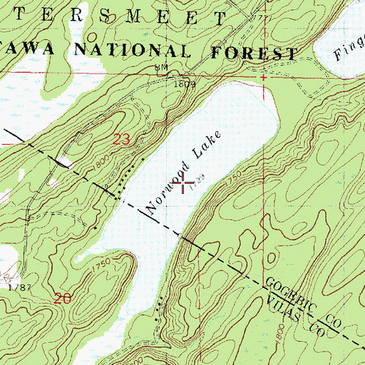 Topographic Map of Norwood Lake, MI