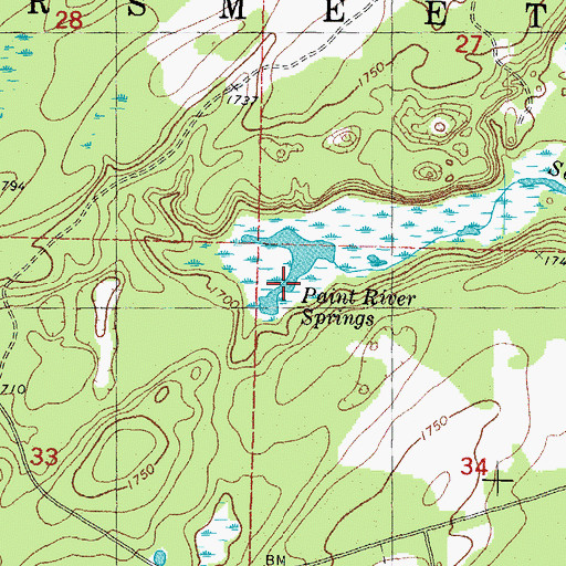 Topographic Map of Paint River Springs, MI