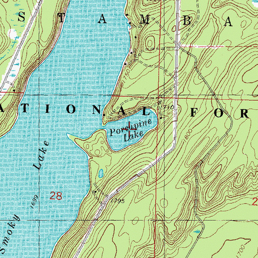 Topographic Map of Porcupine Lake, MI