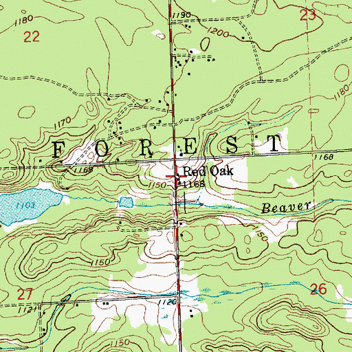 Topographic Map of Red Oak, MI