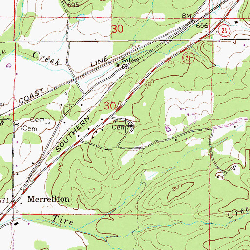 Topographic Map of Community Cemetery, AL