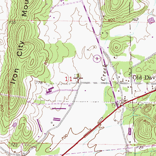 Topographic Map of Davistown Cemetery, AL