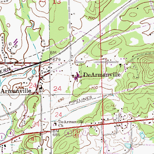 Topographic Map of DeArmanville Junior High School, AL