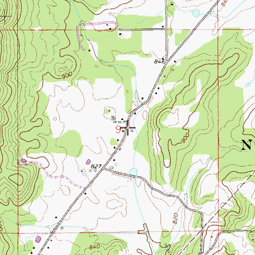 Topographic Map of Hollingsworth, AL