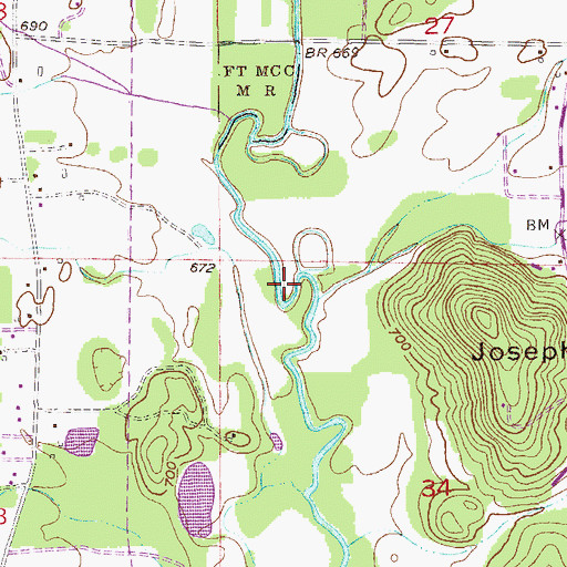 Topographic Map of Joseph Creek, AL