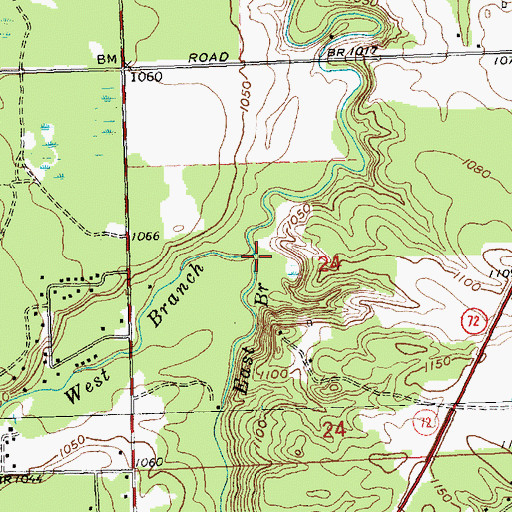 Topographic Map of West Branch Big Creek, MI