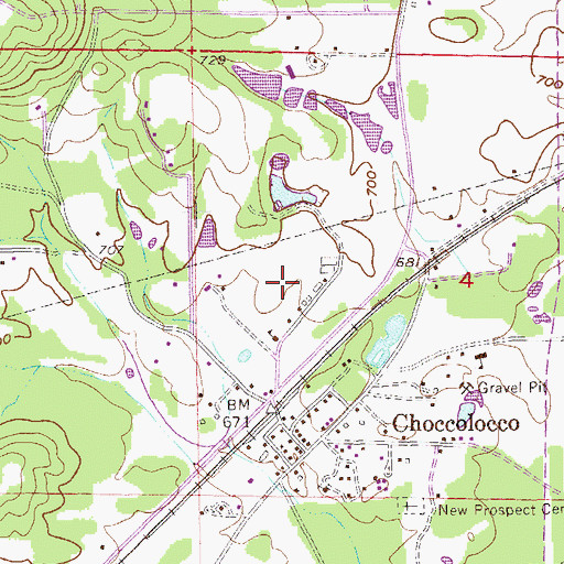 Topographic Map of Pinehill Golf Club, AL