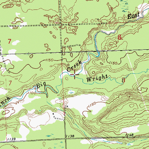 Topographic Map of Wright Creek, MI