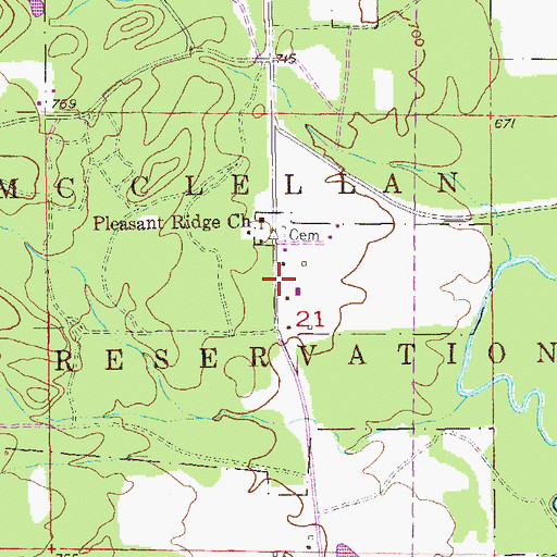 Topographic Map of Pleasant Ridge, AL