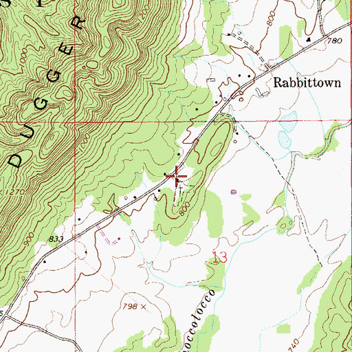 Topographic Map of Rabbittown Missionary Baptist Church, AL