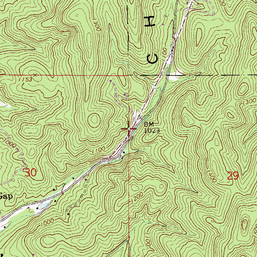 Topographic Map of Rabbittown Gap, AL