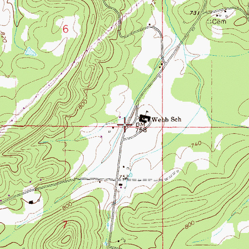 Topographic Map of Roy Webb, AL