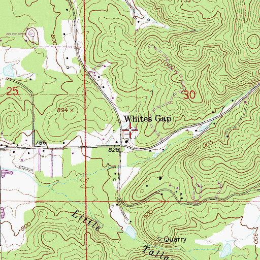 Topographic Map of Whites Gap Cemetery, AL