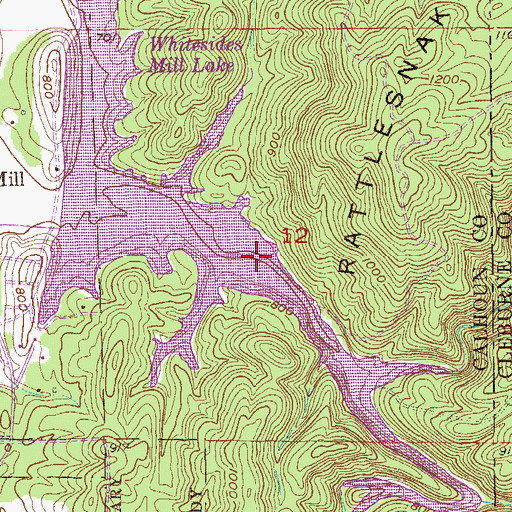 Topographic Map of Whitesides Mill Lake, AL